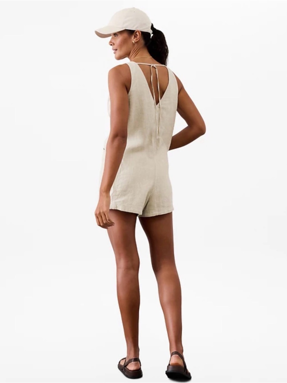 Athleta Retreat Linen V Neck Romper - Picture 2 of 11